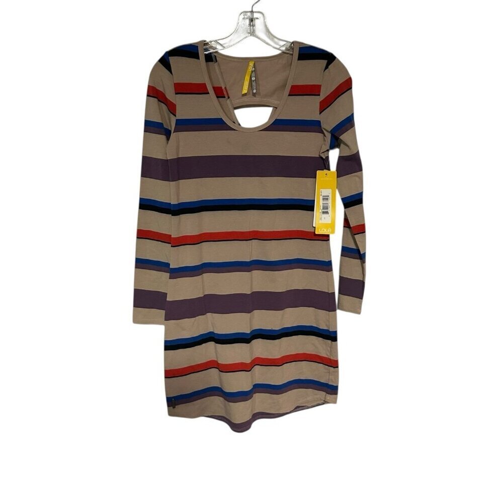 Lole Lorella 2 Weekend Tee Dress Colorful Multi Stripe NWT Organic Cotton XS NEW